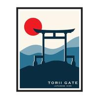 japanese torii gate vector and illustration with slogan template