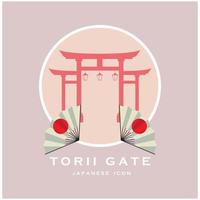 japanese torii gate vector and illustration with slogan template