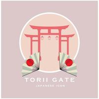 vector de puerta torii japonesa e ilustración con plantilla de eslogan