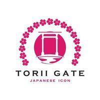 japanese torii gate vector and illustration with slogan template