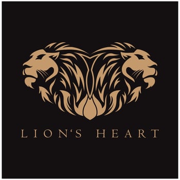 creative lion logo with slogan template vector