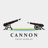 creative cannon, cannon ball, and artillery vintage logo with slogan template vector