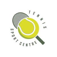 logotipo de tenis con plantilla de raqueta y eslogan vector