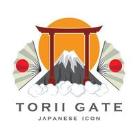 vector de puerta torii japonesa e ilustración con plantilla de eslogan