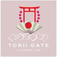 vector de puerta torii japonesa e ilustración con plantilla de eslogan
