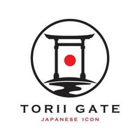 vector de puerta torii japonesa e ilustración con plantilla de eslogan