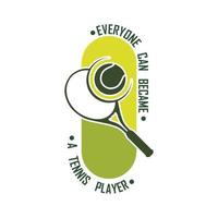 tennis logo with racket and slogan template vector