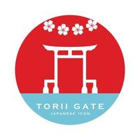 vector de puerta torii japonesa e ilustración con plantilla de eslogan