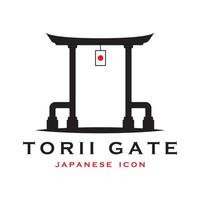 vector de puerta torii japonesa e ilustración con plantilla de eslogan