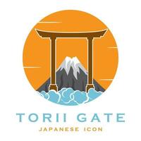 vector de puerta torii japonesa e ilustración con plantilla de eslogan