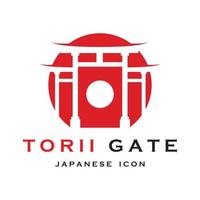 vector de puerta torii japonesa e ilustración con plantilla de eslogan