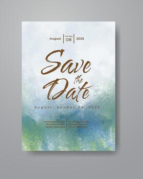 Save the date with watercolor background. Design for your invitation. vector