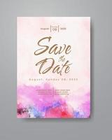 Save the date with watercolor background. Design for your invitation. vector