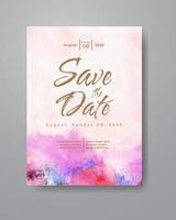 Save the date with watercolor background. Design for your invitation. vector