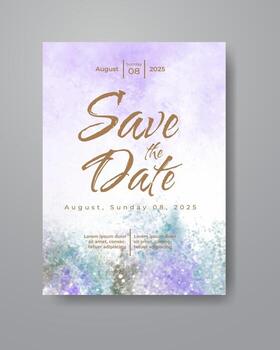 Save the date with watercolor background. Design for your invitation. vector