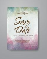 Save the date with watercolor background. Design for your invitation. vector