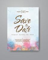 Save the date with watercolor background. Design for your invitation. vector