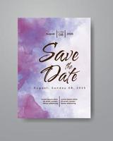 Save the date with watercolor background. Design for your invitation. vector