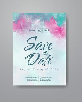 Save the date with watercolor background. Design for your invitation. vector