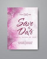 Save the date with watercolor background. Design for your invitation. vector