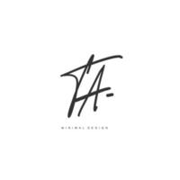 TA Initial handwriting or handwritten logo for identity. Logo with signature and hand drawn style. vector