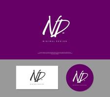 ND Initial handwriting or handwritten logo for identity. Logo with signature and hand drawn style. vector