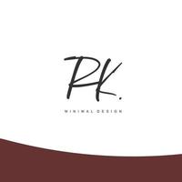 RK Initial handwriting or handwritten logo for identity. Logo with signature and hand drawn style. vector