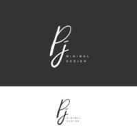 PJ Initial handwriting or handwritten logo for identity. Logo with signature and hand drawn style. vector