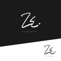 ZE Initial handwriting or handwritten logo for identity. Logo with signature and hand drawn style. vector