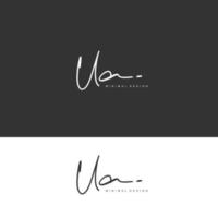 ua escritura a mano inicial o logotipo escrito a mano para la identidad. logo con firma y estilo dibujado a mano. vector