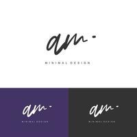 AM Initial handwriting or handwritten logo for identity. Logo with signature and hand drawn style. vector