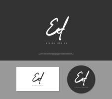 ED Initial handwriting or handwritten logo for identity. Logo with signature and hand drawn style. vector