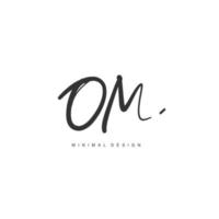 OM Initial handwriting or handwritten logo for identity. Logo with signature and hand drawn style. vector