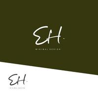 EH Initial handwriting or handwritten logo for identity. Logo with signature and hand drawn style. vector