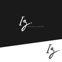 IG Initial handwriting or handwritten logo for identity. Logo with signature and hand drawn style. vector