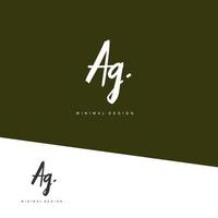 AG Initial handwriting or handwritten logo for identity. Logo with signature and hand drawn style. vector