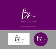 BM Initial handwriting or handwritten logo for identity. Logo with signature and hand drawn style. vector