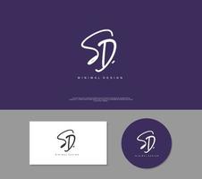 SD Initial handwriting or handwritten logo for identity. Logo with signature and hand drawn style. vector