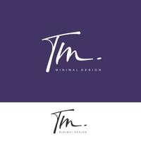 TM Initial handwriting or handwritten logo for identity. Logo with signature and hand drawn style. vector