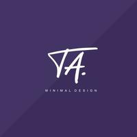 TA Initial handwriting or handwritten logo for identity. Logo with signature and hand drawn style. vector