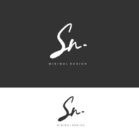 SN Initial handwriting or handwritten logo for identity. Logo with signature and hand drawn style. vector