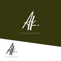 AK Initial handwriting or handwritten logo for identity. Logo with signature and hand drawn style. vector