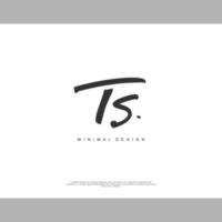 TS Initial handwriting or handwritten logo for identity. Logo with signature and hand drawn style. vector