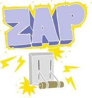 flat color illustration of a cartoon electrical switch zapping vector
