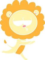 flat color style cartoon running lion vector