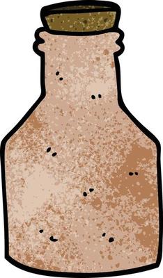 cartoon doodle old ceramic bottle with cork