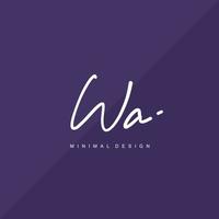 WA Initial handwriting or handwritten logo for identity. Logo with signature and hand drawn style. vector