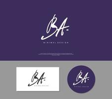 BA Initial handwriting or handwritten logo for identity. Logo with signature and hand drawn style. vector