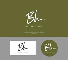 BH Initial handwriting or handwritten logo for identity. Logo with signature and hand drawn style. vector