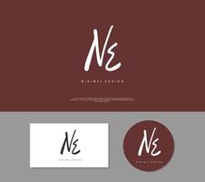 NE Initial handwriting or handwritten logo for identity. Logo with signature and hand drawn style. vector